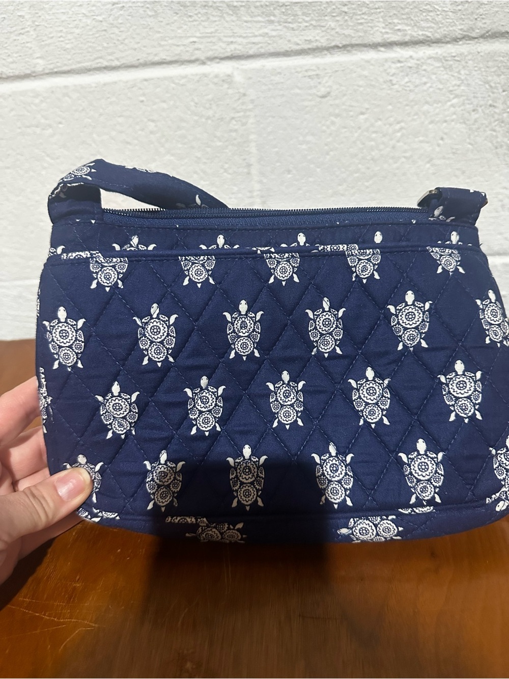 Vera Bradley Navy Quilted Crossbody Bag with White Turtle Print